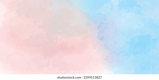 Vector watercolor art background. Brushstrokes and splashes. Painted template for design. watercolor light blue green and old rose peach pink splash background