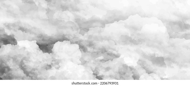 Vector watercolor art background with clouds and grey sky. Hand drawn winter grey abstract vector illustration for cover, interior decor and other users. Vintage grunge texture. Empty blank.
