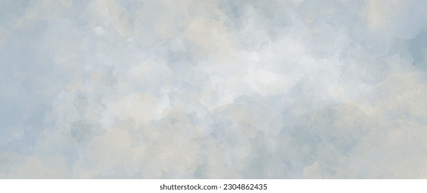 Vector watercolor art background with clouds and sky. Hand drawn vector texture. Heaven. Pastel color watercolour banner. Abstract template for flyers, cards, poster, cover.