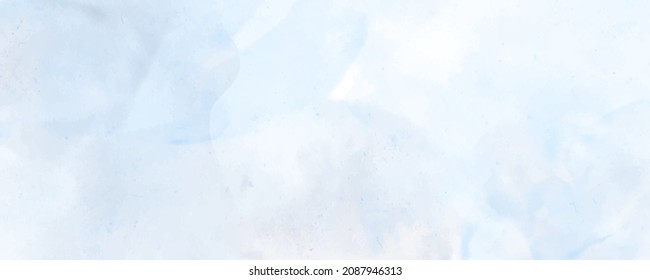 Fondo artístico de la acuarela vectorial. Textura vectorial dibujada a mano. Nubes blancas. Cielo azul. Banner de acuarela color pastel. Plantilla de diseño.