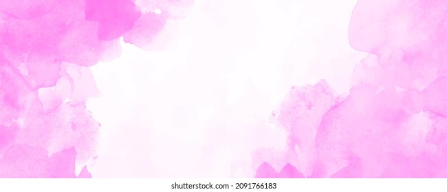 Fondo artístico de la acuarela vectorial. Ilustración vectorial abstracta dibujada a mano para el fondo, la cubierta, la decoración interior y otros usuarios. Rodamientos y salpicaduras de pincel rosa sobre fondo blanco. Vacío en blanco.	