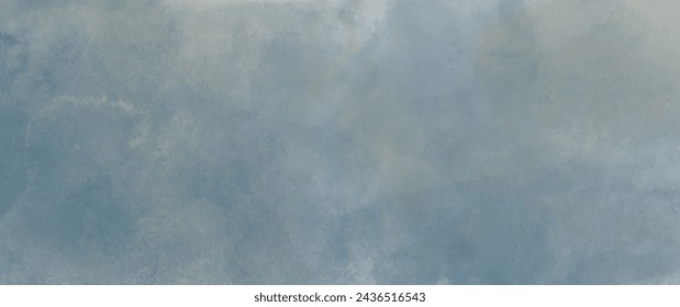 Vector watercolor art background with sky and clouds. Old paper. Aged vintage watercolor texture for cover design, cards or banner. Grey abstract template for design.	