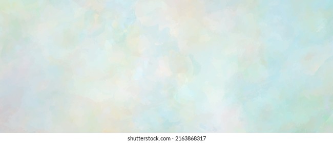 Vector watercolor art background with white clouds and blue sky. Hand drawn vector texture. Heaven. Pastel color watercolour banner. Template for flyers, cards, poster, cover.