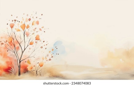 vector, watercolor autumn background, texture, pattern for design, template