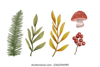 vector watercolor autumn elements collection