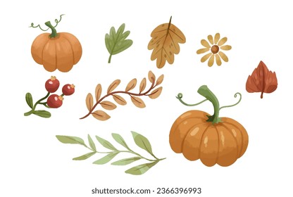 vector watercolor autumn elements collection