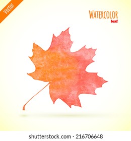Vector watercolor autumn leaf