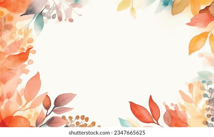 Vector watercolor autumn leaves background, for design