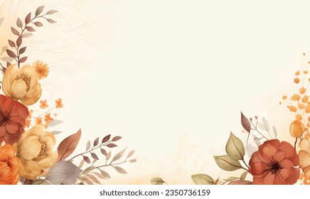 vector watercolor autumn leaves floral frame