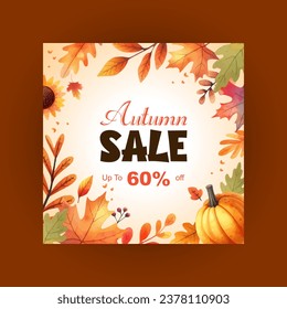 image vectorielle aquarelle vente d'automne Instagram post
