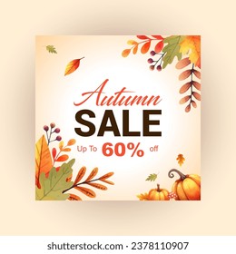 image vectorielle aquarelle vente d'automne Instagram post