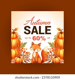 image vectorielle aquarelle vente d'automne Instagram post