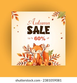 vector watercolor autumn sale Instagram post