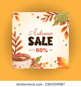 image vectorielle aquarelle vente d'automne Instagram post