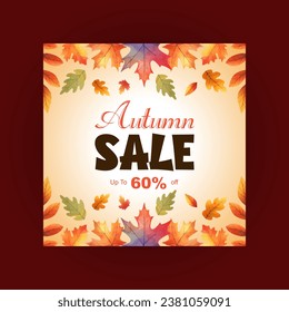 vector watercolor autumn sale Instagram post