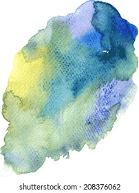 vector watercolor background,  abstract blue composition with stains