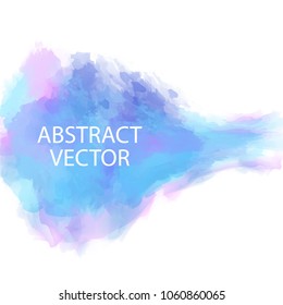 Vector watercolor background. Beautiful watercolor blue stain on white background.