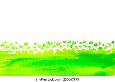 vector watercolor background with clover for saint patrick's day