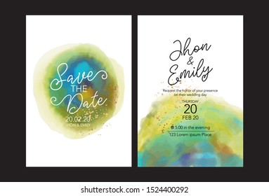 Vector watercolor background, elegant simple card templates. Pastel color backdrops. Watercolor feminine wedding and save the date cards. Party, baby shower templates. 