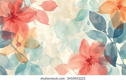 vector  watercolor background with flowers