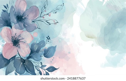 vector watercolor background with flowers