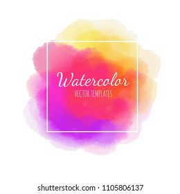 Vector Watercolor background. Frame.  Isolated on white