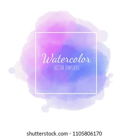 Vector Watercolor background. Frame.  Isolated on white
