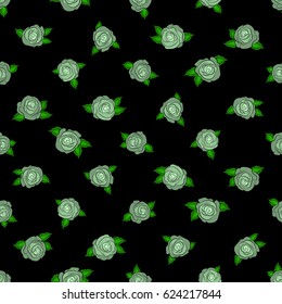 Vector watercolor background. Green abstract flowers. Seamless pattern.