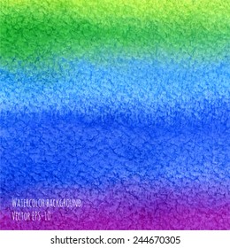 vector watercolor background in green, blue and purple colors