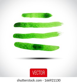 Vector  watercolor background. Green design element. Vector illustration. Abstract frame. Watercolor backdrop,  watercolour stains. Brush stroke, design element. Template with place for your text. 