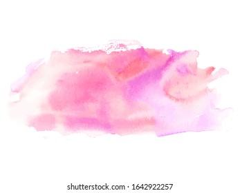 Vector watercolor background. Hand drawn stain in bright pink colors. Watercolor wash for beauty design.