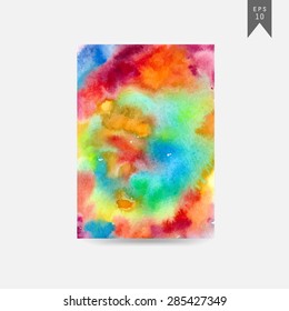 Vector watercolor background. Hand drawn colorful stain. Watercolor wash for cute card or invitation.