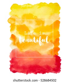 Vector watercolor background. Hand painted  abstract design.