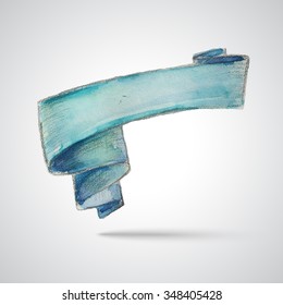 Vector watercolor background. Vector holiday ribbon.Vector design elements. Blue background. Vector watercolor strip