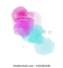 Vector Watercolor background. Isolated splash on white