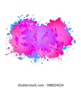 Vector watercolor background with mandala style lines. Decorative colorful backdrop element for design.