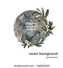 Vector watercolor background with mistletoe. Illustration for greeting cards, invitations, and other printing and web projects.