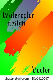 Vector watercolor background. Modern abstract background with multicolored brush strokes. Template of design. Suitable for the design of banners, posters, booklets, reports, magazines. EPS 10.