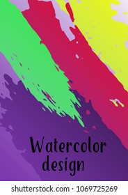 Vector watercolor background. Modern abstract background with multicolored brush strokes. Template of design. Suitable for the design of banners, posters, booklets, reports, magazines. EPS 10.