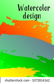 Vector watercolor background. Modern abstract background with multicolored brush strokes. Template of design. Suitable for the design of banners, posters, booklets, reports, magazines. EPS 10.