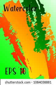 Vector watercolor background. Modern abstract background with multicolored brush strokes. Template of design. Suitable for the design of banners, posters, booklets, reports, magazines. EPS 10.