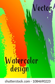 Vector watercolor background. Modern abstract background with multicolored brush strokes. Template of design. Suitable for the design of banners, posters, booklets, reports, magazines. EPS 10.