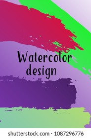 Vector watercolor background. Modern abstract background with multicolored brush strokes. Template of design. Suitable for the design of banners, posters, booklets, reports, magazines. EPS 10.