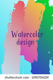 Vector watercolor background. Modern abstract background with multicolored brush strokes. Template of design. Suitable for the design of banners, posters, booklets, reports, magazines. EPS 10.