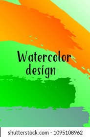 Vector watercolor background. Modern abstract background with multicolored brush strokes. Template of design. Suitable for the design of banners, posters, booklets, reports, magazines. EPS 10.