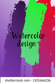 Vector watercolor background. Modern abstract background with multicolored brush strokes. Template of design. Suitable for the design of banners, posters, booklets, reports, magazines. EPS 10.