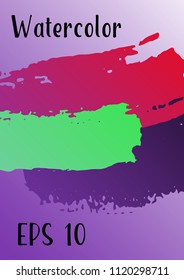 Vector watercolor background. Modern abstract background with multicolored brush strokes. Template of design. Suitable for the design of banners, posters, booklets, reports, magazines. EPS 10.