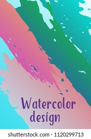 Vector watercolor background. Modern abstract background with multicolored brush strokes. Template of design. Suitable for the design of banners, posters, booklets, reports, magazines. EPS 10.
