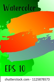 Vector watercolor background. Modern abstract background with multicolored brush strokes. Template of design. Suitable for the design of banners, posters, booklets, reports, magazines. EPS 10.
