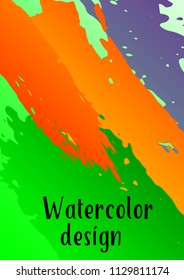 Vector watercolor background. Modern abstract background with multicolored brush strokes. Template of design. Suitable for the design of banners, posters, booklets, reports, magazines. EPS 10.